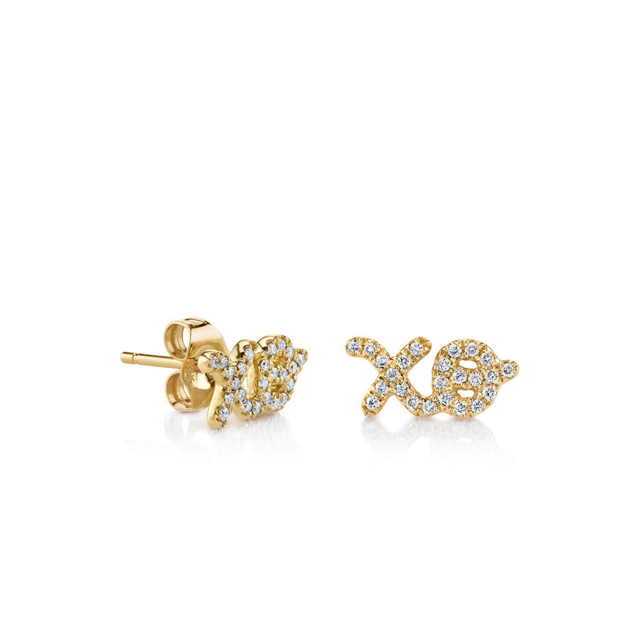 Gold & Diamond XO Script Stud - Sydney Evan Fine Jewelry