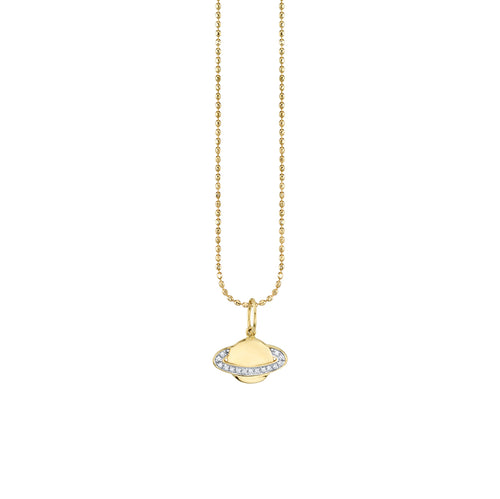 Gold & Diamond Small Saturn Charm