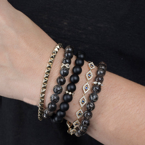 Gold & Diamond Eternity Rondelle on Matte Onyx