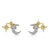 Gold & Diamond Moon and Starburst Stud