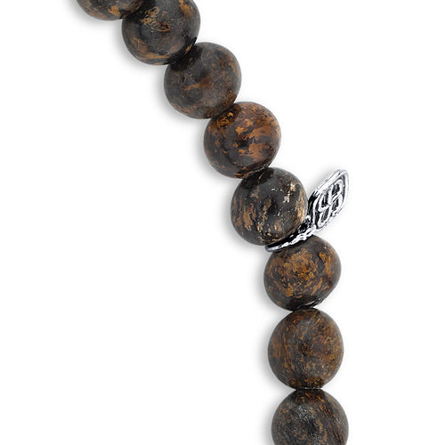 Men's Collection Gold & Diamond 4mm Rondelle on Bronzite