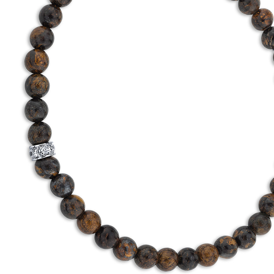 Men's Collection Gold & Diamond 4mm Rondelle on Bronzite - Sydney Evan Fine Jewelry