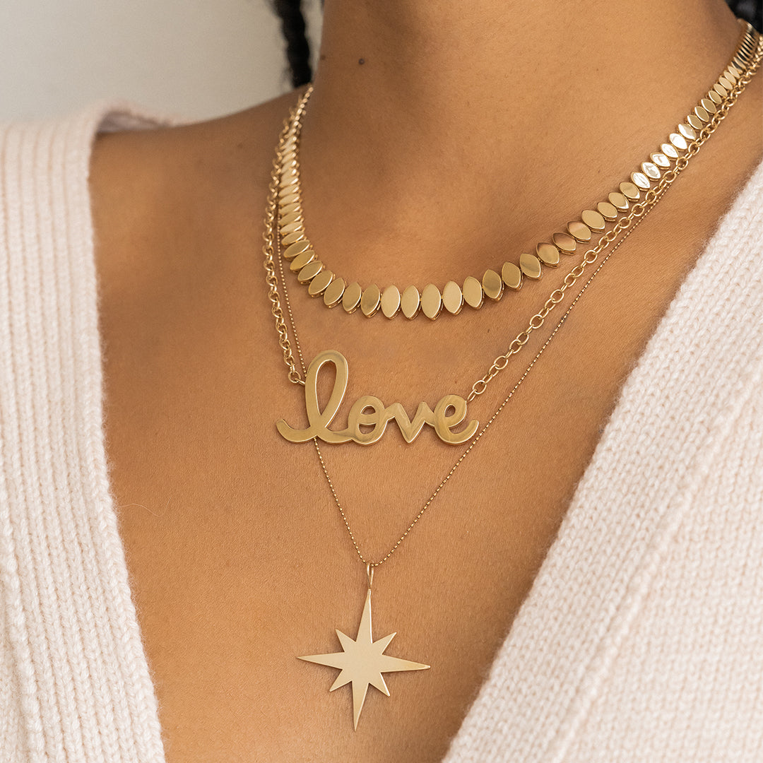 Shop Sydney Evan 14k Pure Gold Supersize Script Love Necklace
