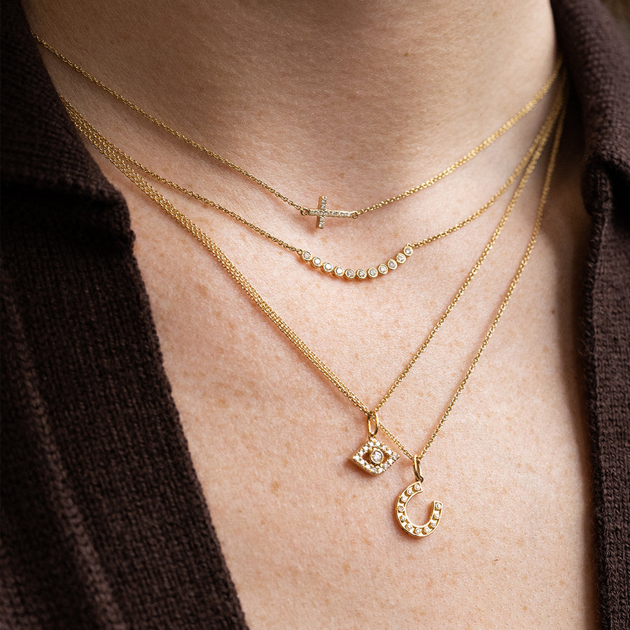 Gold & Diamond 11 Stone Bezel Necklace - Sydney Evan Fine Jewelry