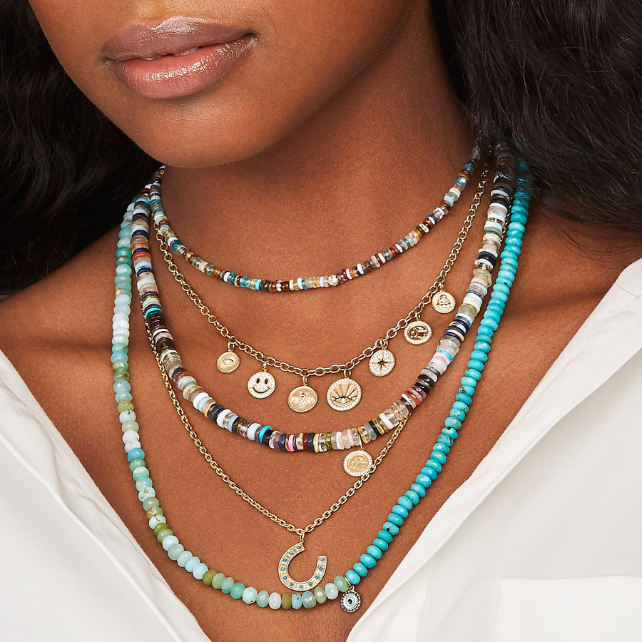 Shop Sydney Evan 14k Gold Diamond Ball Rainbow Heishi Choker