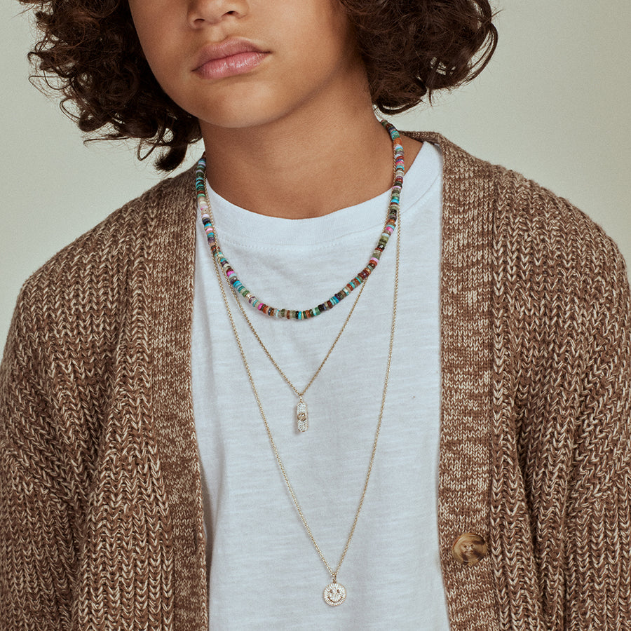 Kids Collection Gold & Diamond Rondelle Rainbow Heishi Necklace - Sydney Evan Fine Jewelry