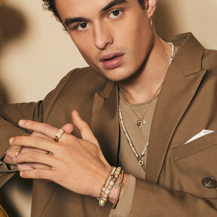 Men's Collection Gold Huggie Hoop and Lightning Bolt Charm Earrings - Sydney Evan Fine Jewelry