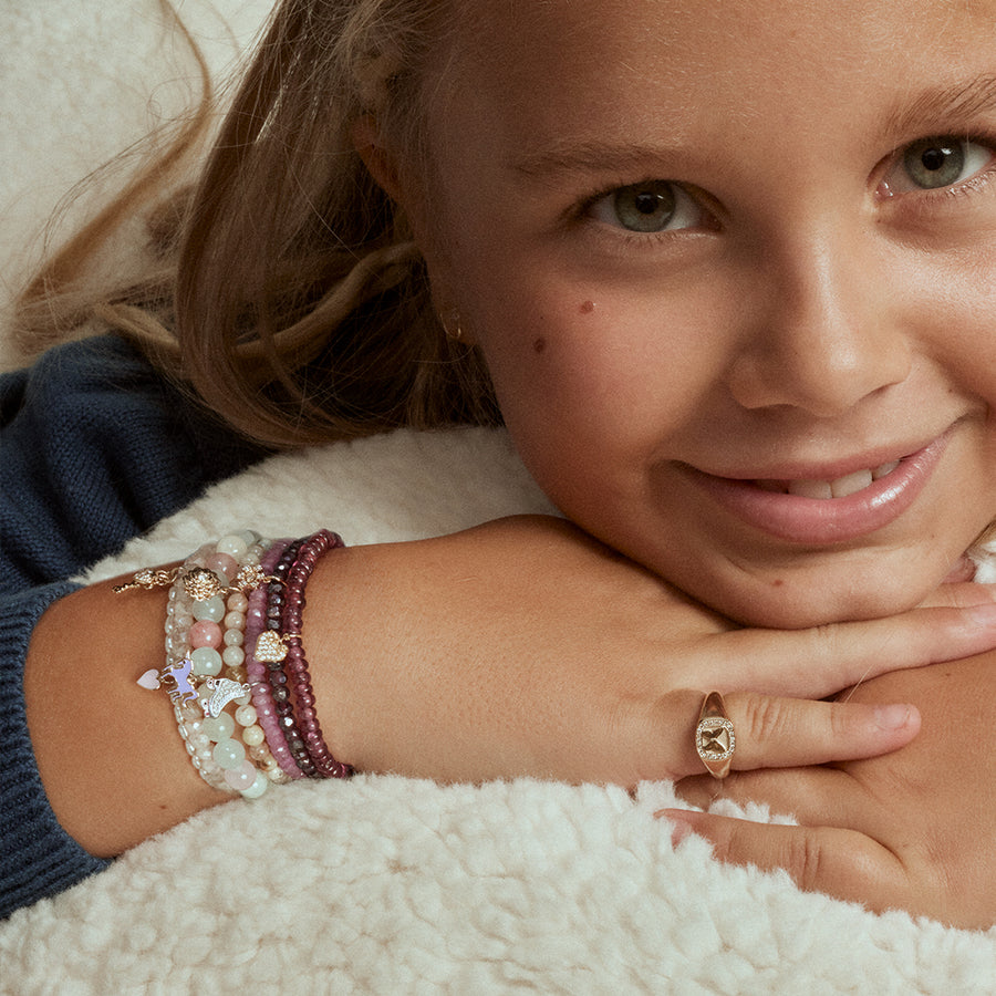 Kids Collection Gold & Diamond Camellia on Multi Morganite - Sydney Evan Fine Jewelry
