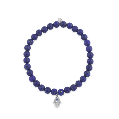 Men's Collection Gold & Diamond Hamsa on Lapis