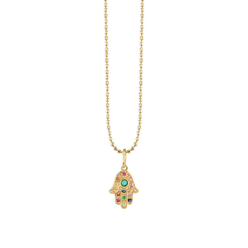 Gold & Rainbow Mini Hamsa Charm