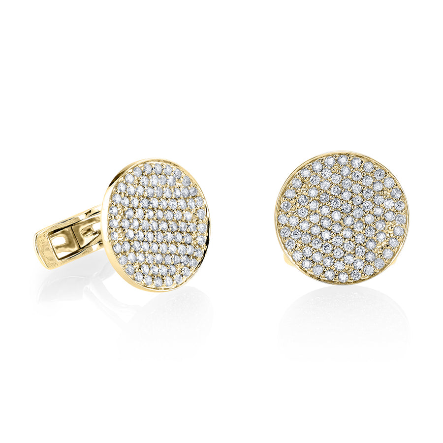Men's Collection Gold & Diamond Disc Cufflinks - Sydney Evan Fine Jewelry