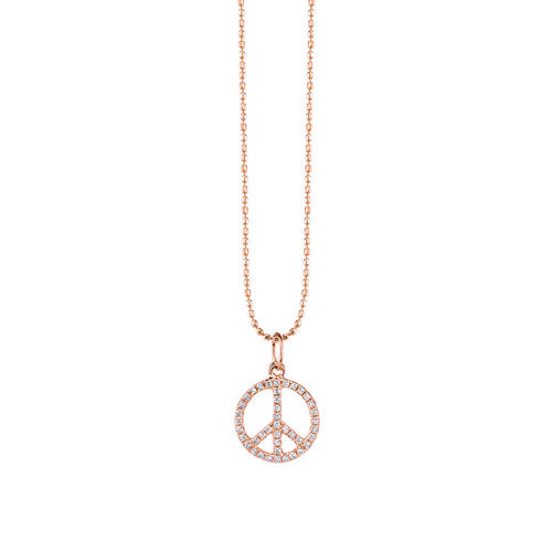 Gold & Diamond Small Peace Sign Charm
