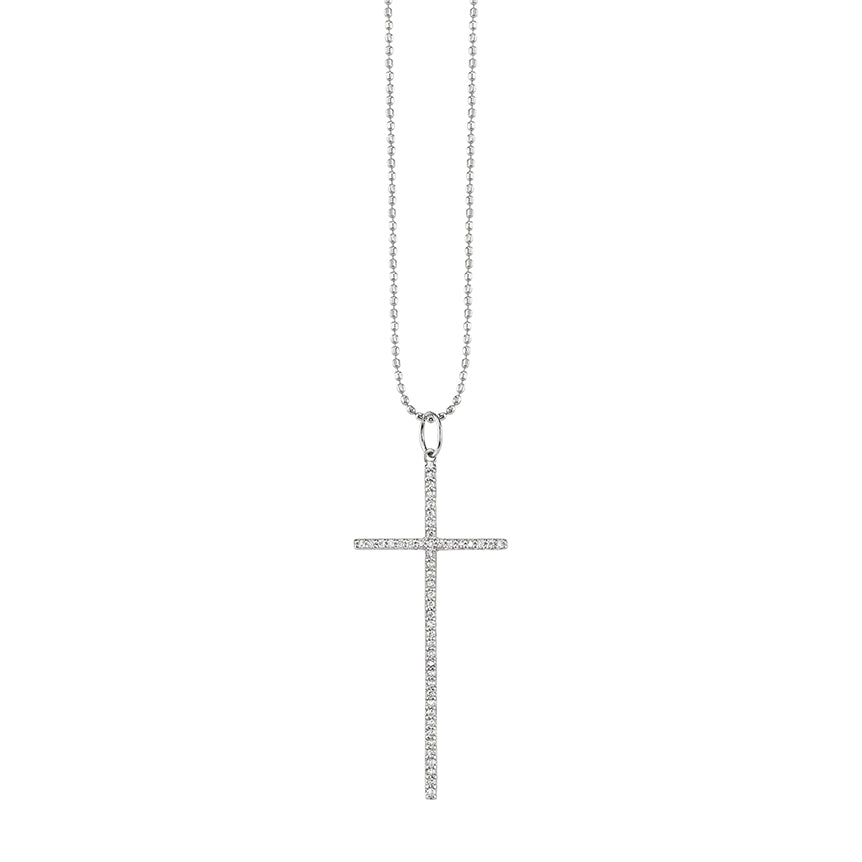 Gold & Diamond Large Cross Charm - Sydney Evan Fine Jewelry