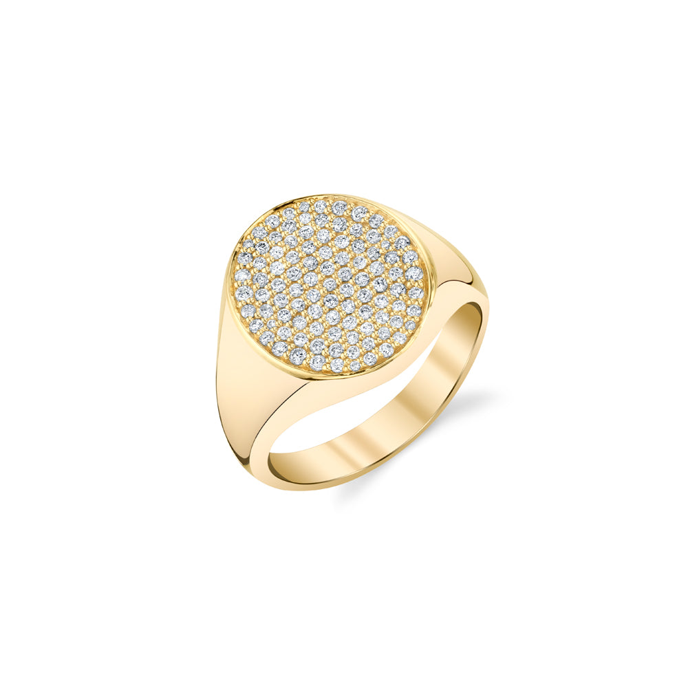 & Diamond Medium Oval Pave Signet Ring