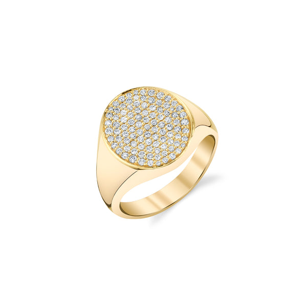 【THE M JEWELERS】THE PAVE' DISC SIGNETリング Diamond Pave Signet Pinky Ring 14K – Adina Eden