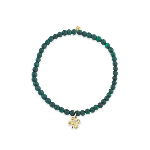Men's Collection Gold & Diamond Small Clover on Malachite