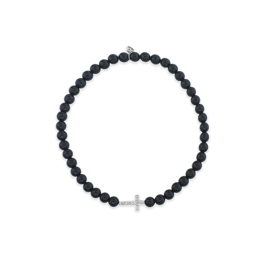 Men's Collection Gold & Diamond Cross on Onyx - Sydney Evan Fine Jewelry