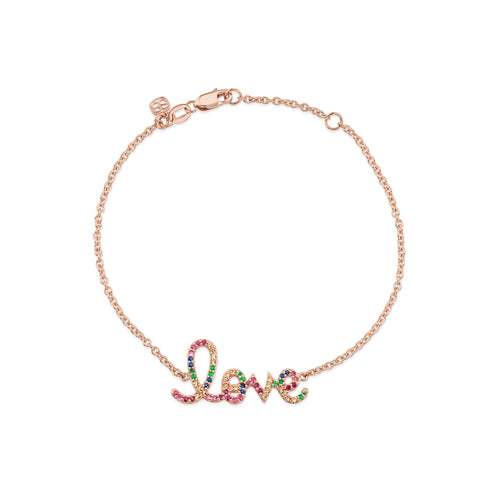 Gold & Rainbow Medium Love Bracelet