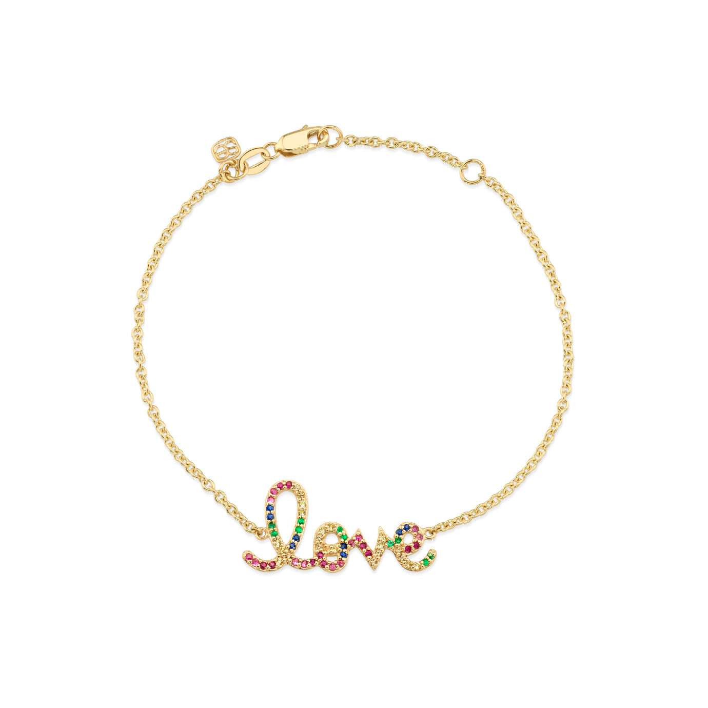 Sydney Evan Gold & Rainbow Medium Love Bracelet