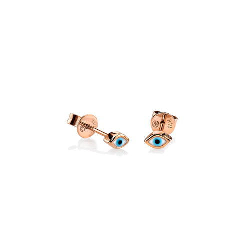 Gold Mini Enamel Eye Stud