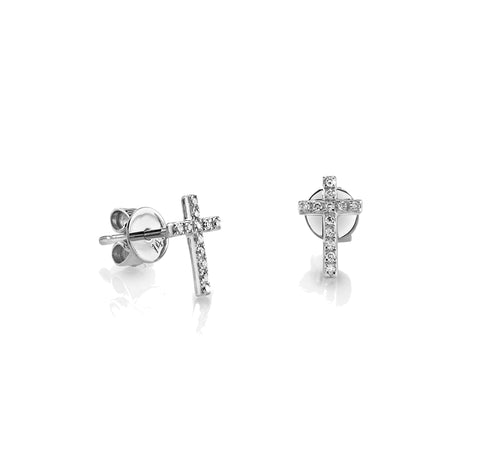 Gold & Diamond Small Cross Stud