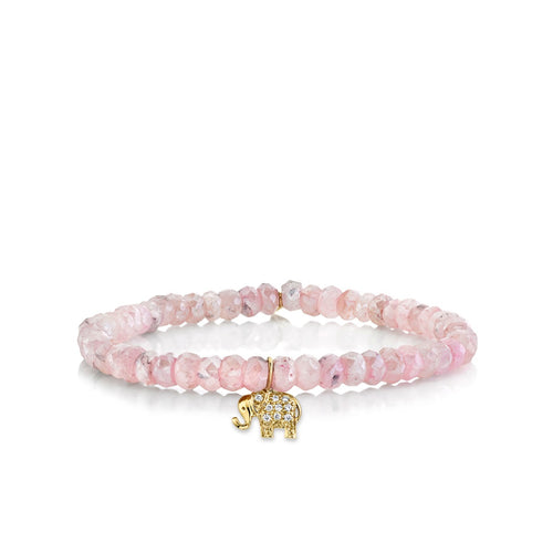 Gold & Diamond Mini Elephant on Mystic Pink Grapolite