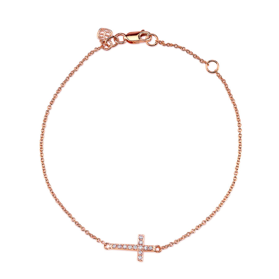 Gold & Diamond Small Cross Bracelet - Sydney Evan Fine Jewelry