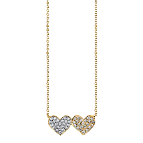 Gold & Diamond Medium Double Heart Necklace
