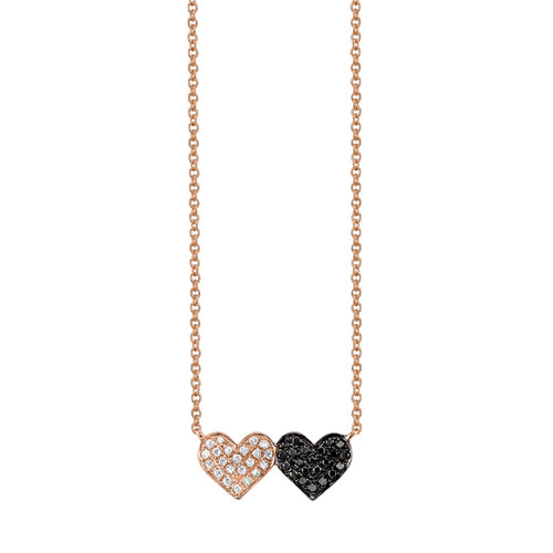 Gold & Diamond Medium Double Heart Necklace