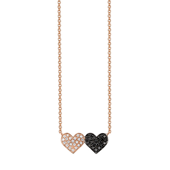 Gold & Diamond Medium Double Heart Necklace - Sydney Evan Fine Jewelry