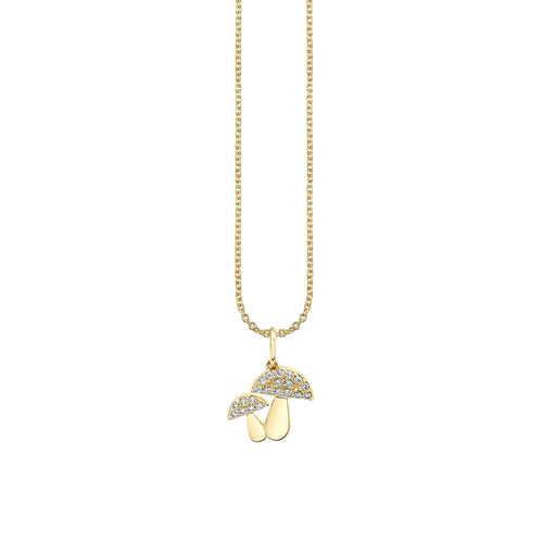 Gold & Diamond Mushroom Charm