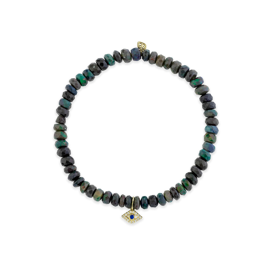 Men's Collection Gold & Diamond Bezel Eye on Black-Blue Ethiopian Opal - Sydney Evan Fine Jewelry