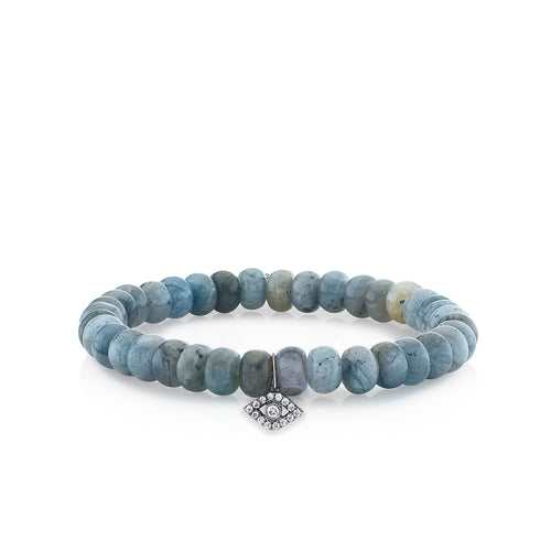 Men's Collection Black Rhodium & Diamond Medium Bezel Eye on Labradorite