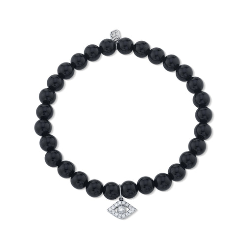 Men's Collection White Gold & Diamond Medium Bezel Eye on Onyx