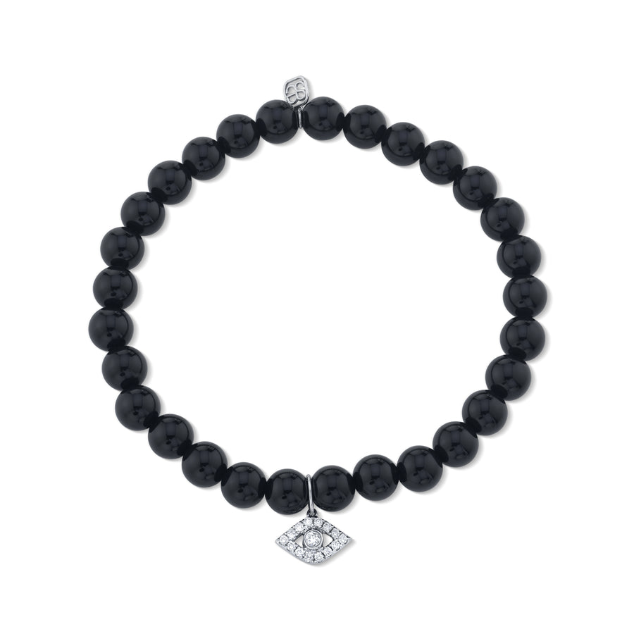 Men's Collection Large White Gold & Diamond Bezel Eye on Onyx - Sydney Evan Fine Jewelry