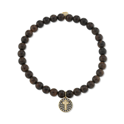 Men's Collection Gold & Diamond Cross Medallion on Dark Wood