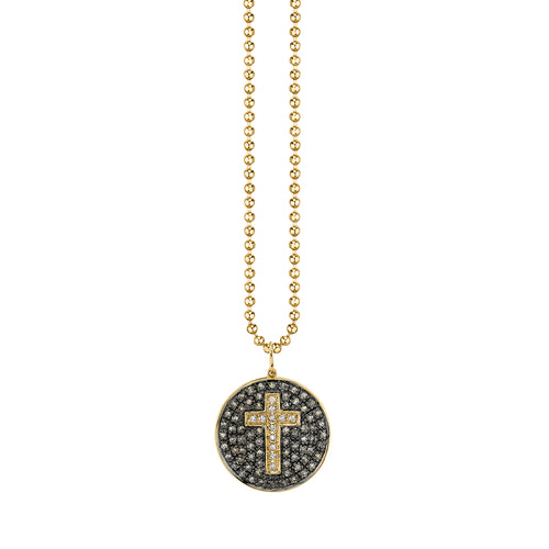 Men's Collection Gold & Diamond Large Cross Medallion Charm