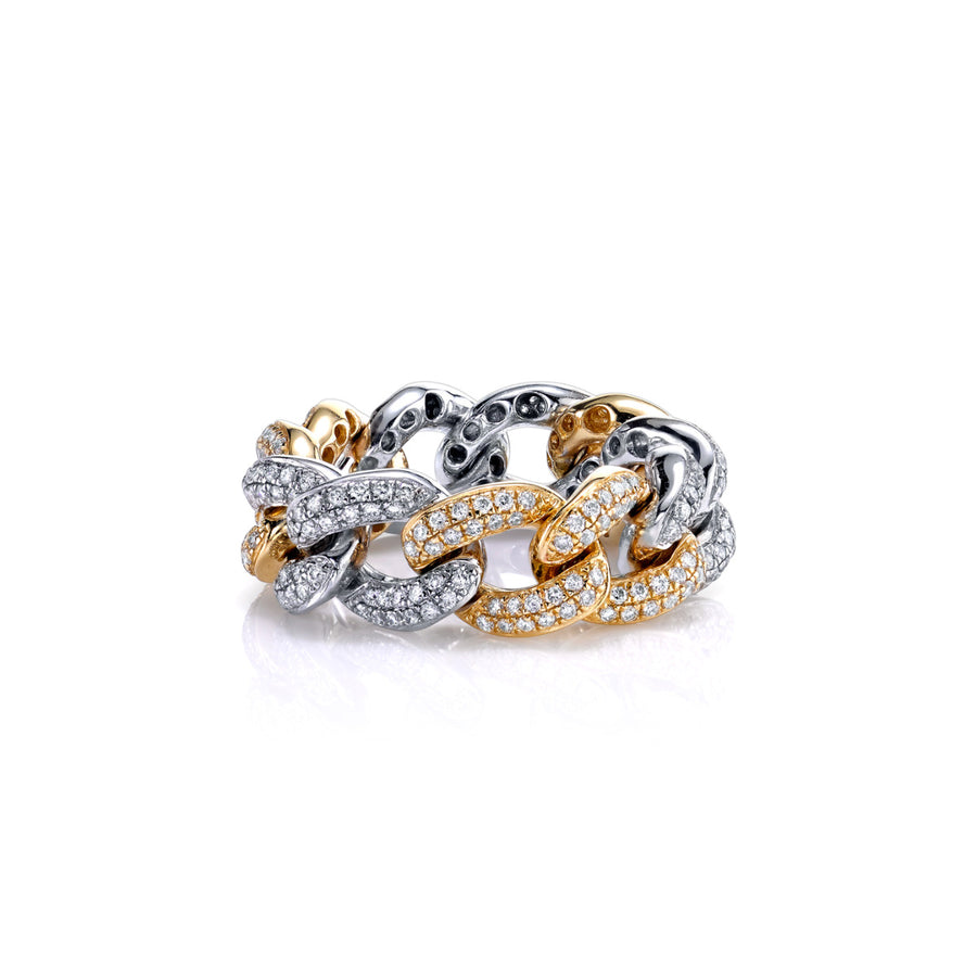 Gold & Diamond Pave Link Ring - Sydney Evan Fine Jewelry