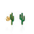 Gold & Emerald Cactus Stud