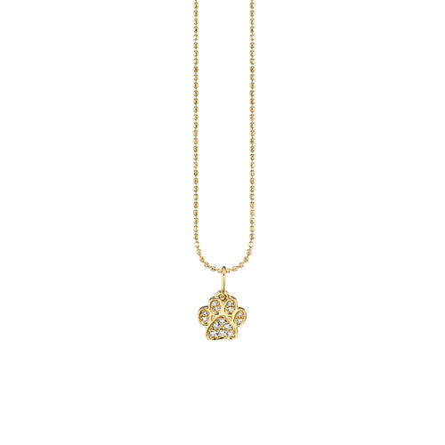Kids Collection Gold & Diamond Small Paw Print Necklace