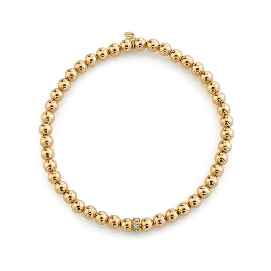 Gold & Diamond Rondelle on Gold Beads - Sydney Evan Fine Jewelry