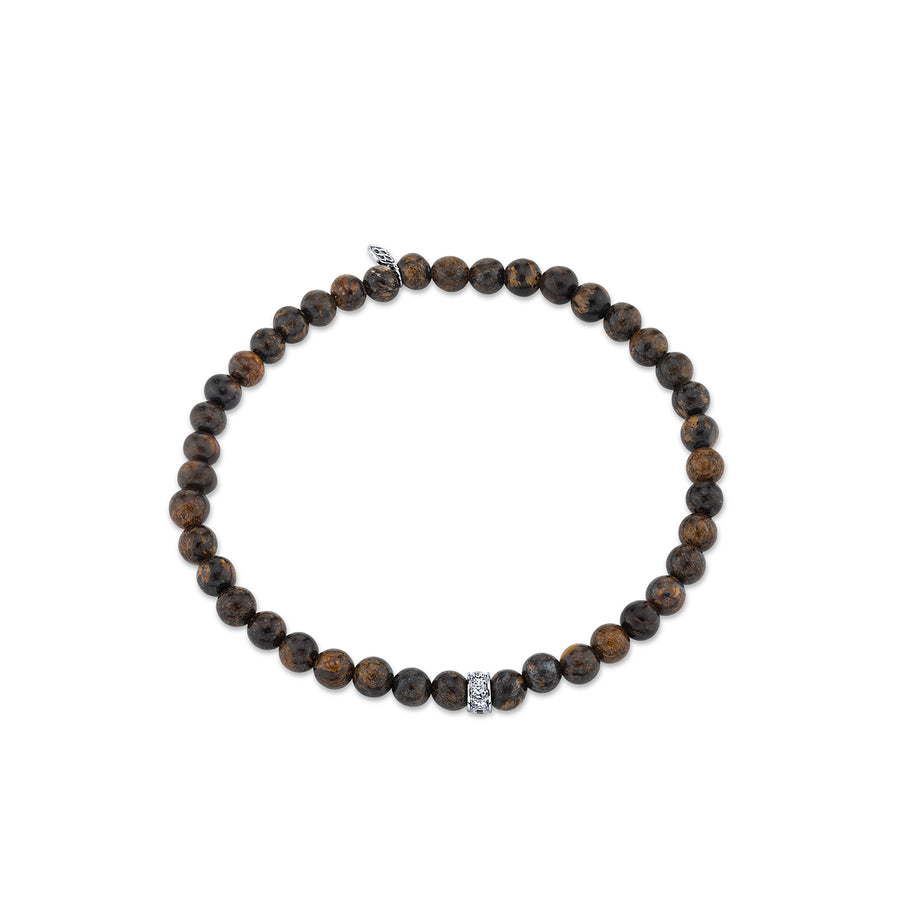 Men's Collection Gold & Diamond 4mm Rondelle on Bronzite - Sydney Evan Fine Jewelry