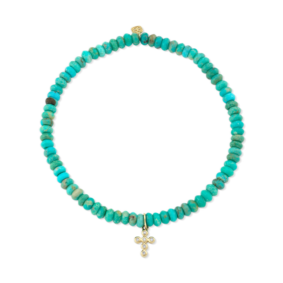 Men's Collection Gold & Diamond Mini Cross on Turquoise - Sydney Evan Fine Jewelry