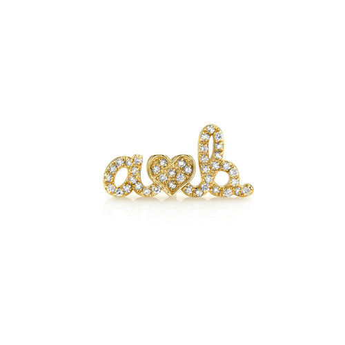 Gold & Diamond Custom Script Stud