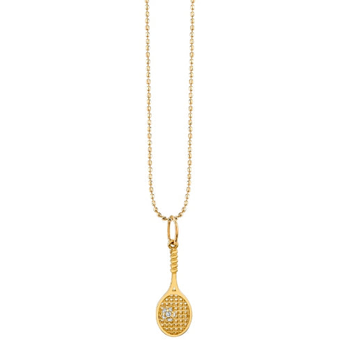 Kids Collection Gold & Diamond Tennis Racquet Necklace