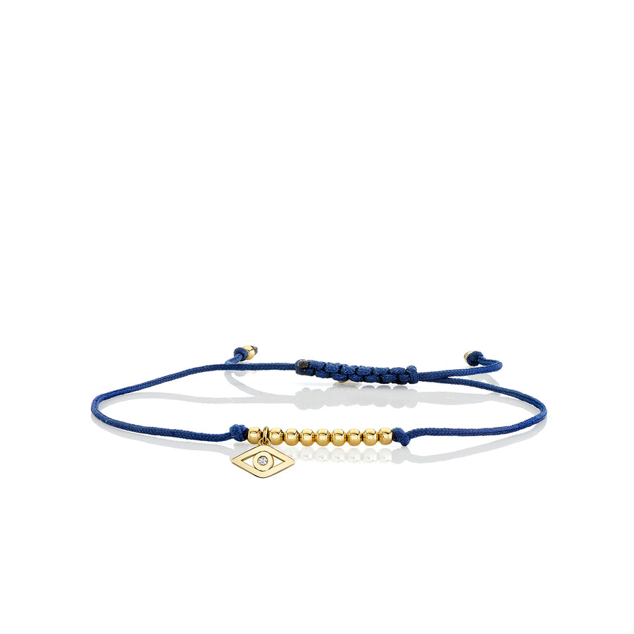 Gold & Diamond Tiny Evil Eye Cord Bracelet - Sydney Evan Fine Jewelry