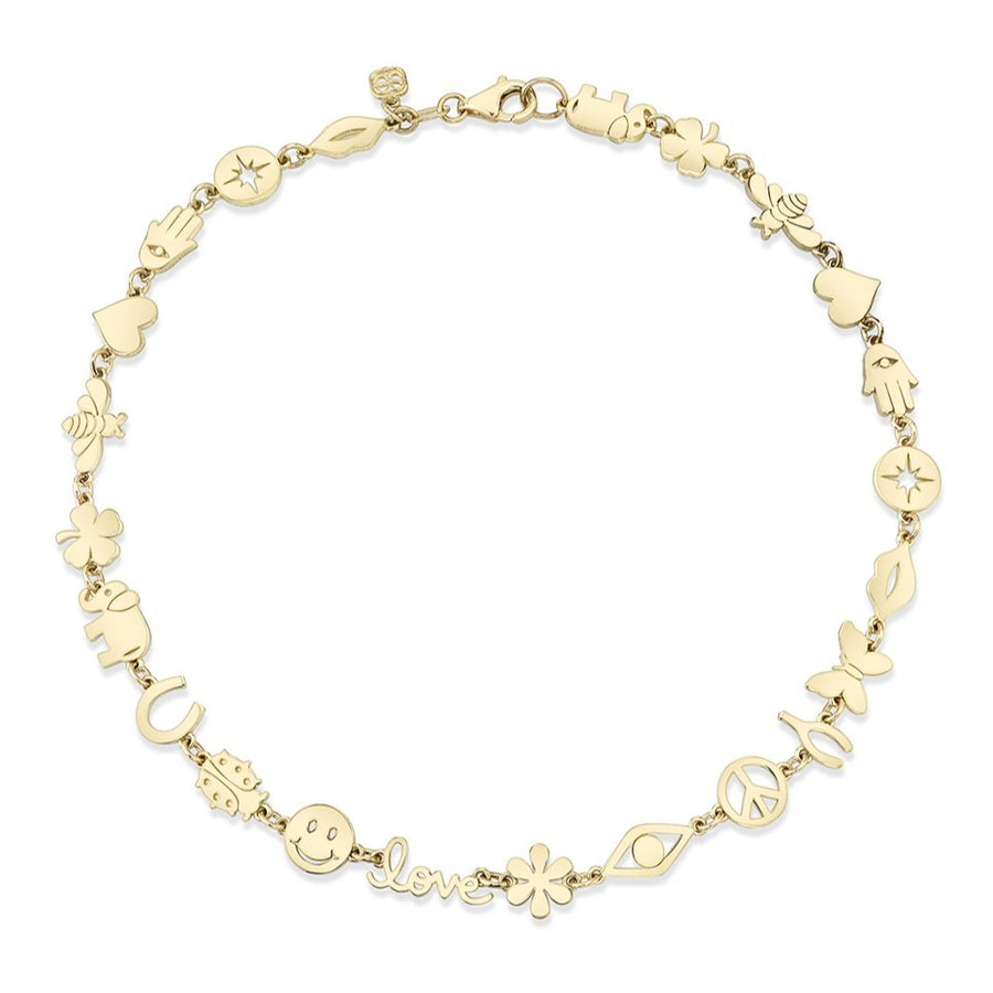 Pure Gold Multi-Icon Anklet - Sydney Evan Fine Jewelry