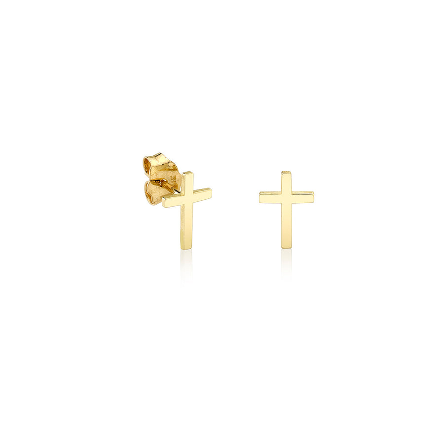 Men's Collection Pure Gold Mini Cross Stud - Sydney Evan Fine Jewelry