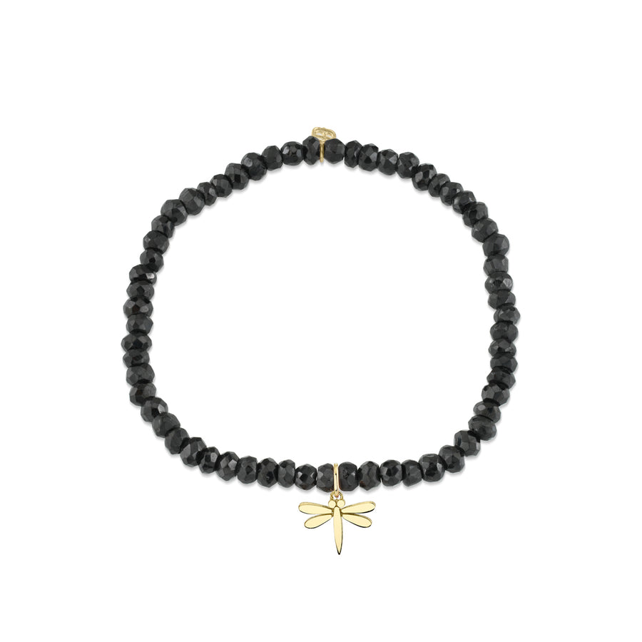 Pure Gold Tiny Dragonfly on Black Spinel - Sydney Evan Fine Jewelry