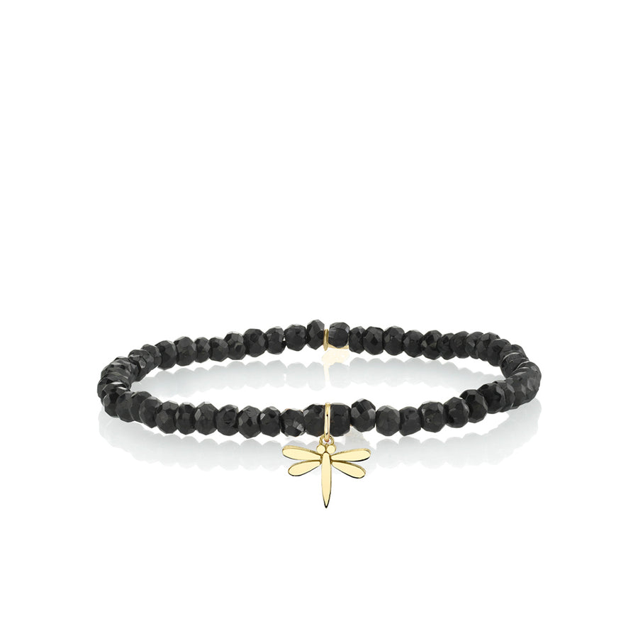 Pure Gold Tiny Dragonfly on Black Spinel - Sydney Evan Fine Jewelry